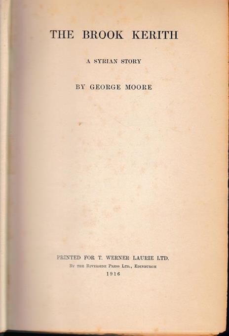 The brook Kerith, a Syrian story - George Moore - copertina