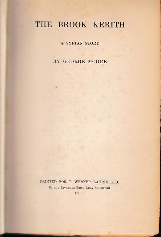 The brook Kerith, a Syrian story - George Moore - copertina
