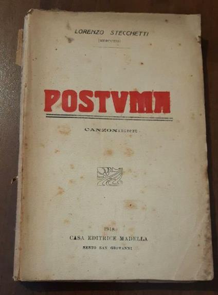 Postuma canzoniere - Lorenzo Stecchetti - copertina