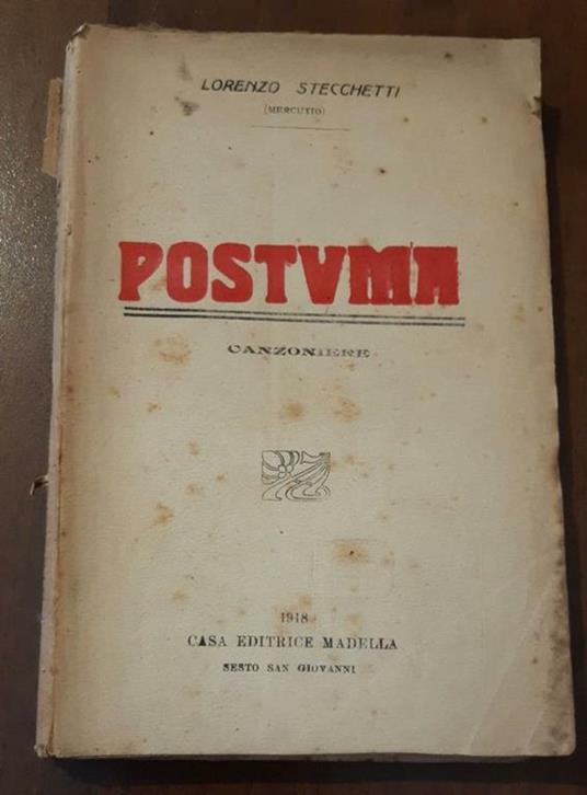 Postuma canzoniere - Lorenzo Stecchetti - copertina