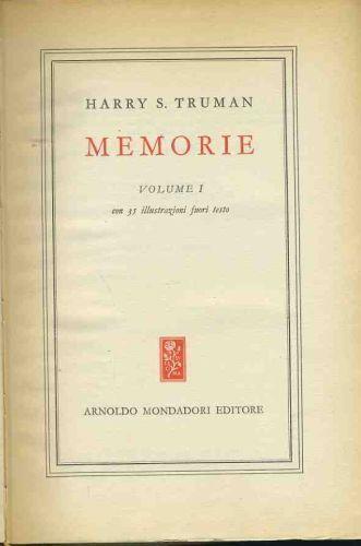 Memorie. Voll. 1-2 - Harry S. Truman - copertina