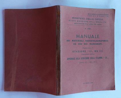 Manuale sui materiali radiotelegrafonici ad uso dei marconisti - copertina