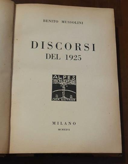 Discorsi del 1925 - Benito Mussolini - copertina