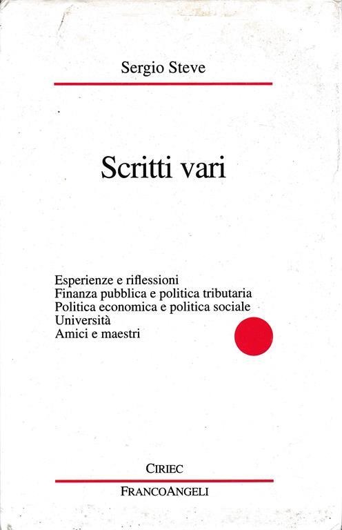 Scritti vari - Sergio Steve - copertina