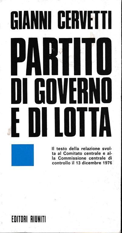 Partito di governo e di lotta - Gianni Cervetti - copertina