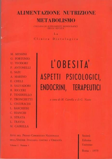 Alimentazione nutrizione metabolismo: L'obesità aspetti psicologici, endocrini e terapeutici - copertina