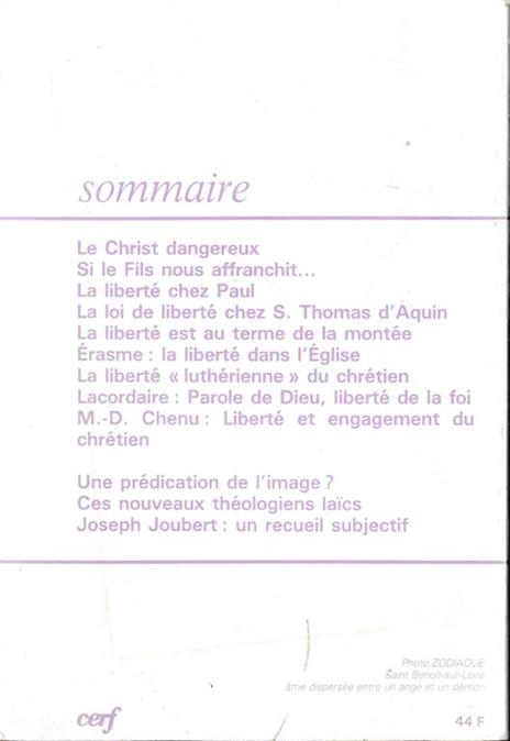 Une tradition de libertè. La vie spirituelle. Janvier-Fèvrier 1990, 70° année, tome 144 - 2