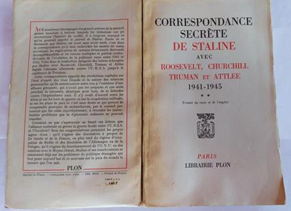 Correspondance secrete de Staline Avec Roosevelt, Churchill Truman et Attlee 1941-1945 volume 2 - copertina