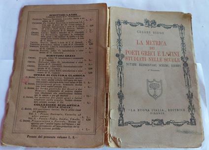 La Metrica dei poeti greci e latini studiati nellle scuole - Cesare Bione - copertina