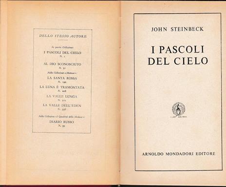 I pascoli del cielo - John Steinbeck - copertina