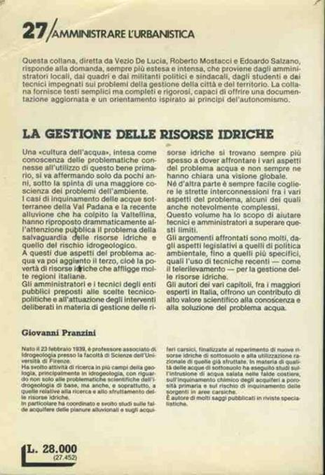 La gestione delle risorse idriche - Giovanni Pranzini - 2