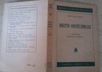 Diritto Costituzionale Volume primo - Enrico Spagna Musso - copertina