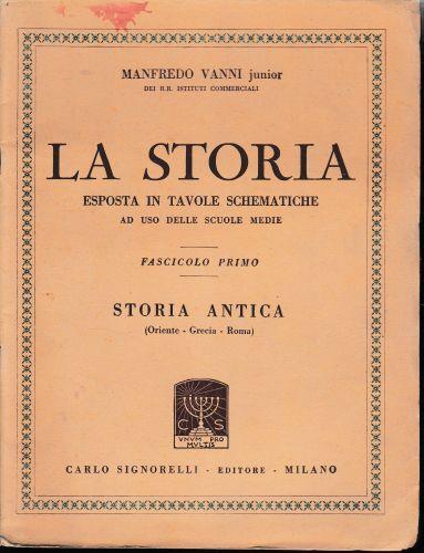 La Storia. Esposta In Tavole Schematiche. Fascicolo Primo. Storia Antica (Oriente, Grecia, Roma) - Manfredo Vanni - copertina