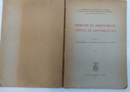 Problemi ed orientamenti critici di letteratura - copertina
