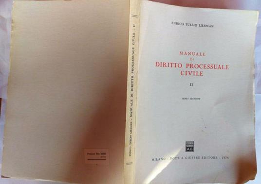 Manuale di diritto processuale civile II - Enrico Tullio Liebman - copertina
