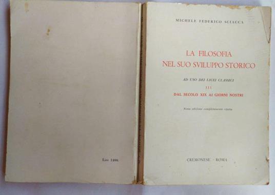 La filosofia nel suo sviluppo storico. Volume III dal secolo XIX ai giorni nostri - Michele Federico Sciacca - copertina