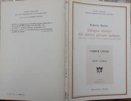 Disegno storico del diritto privato italiano (dal codice civile 1865 al codice civile del 1942) - Roberto Bonini - copertina