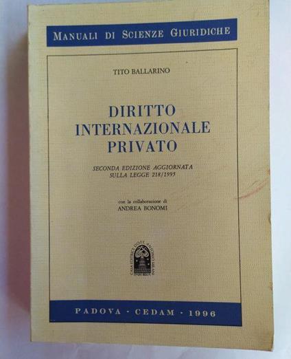 Diritto internazionale privato - Tito Ballarino - copertina