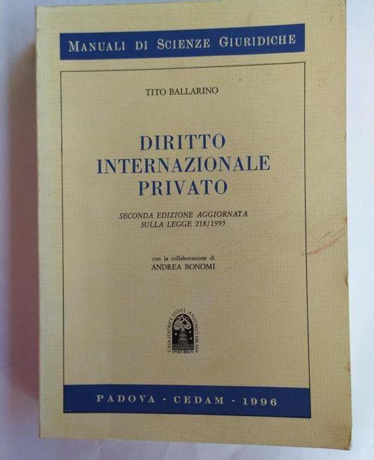 Diritto internazionale privato - Tito Ballarino - copertina