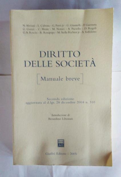 Diritto delle società : manuale breve - copertina