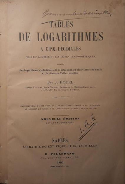 Tables de logarithmes a cinq décimales: pour les nombres et les lignes trigonométriques - copertina