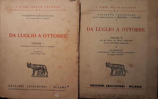 I libri delle vacanze - Da Luglio a Ottobre: Volume I p.145 Volume II p.168 - copertina