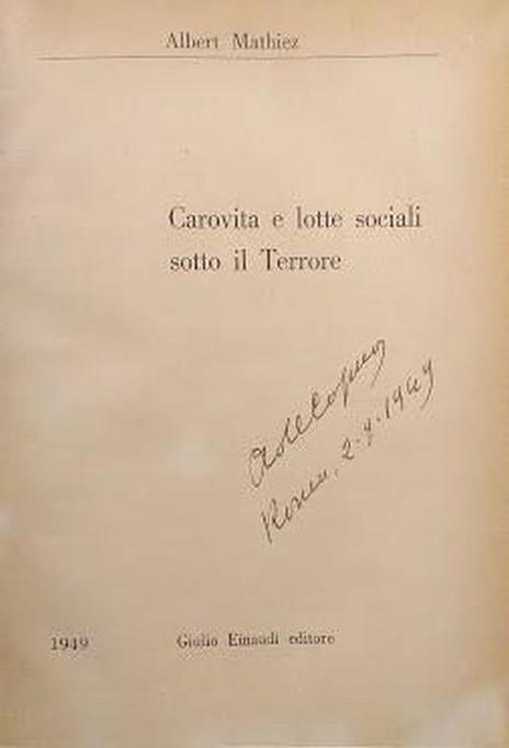 Carovita e lotte sociali sotto il Terrore - Albert Mathiez - copertina