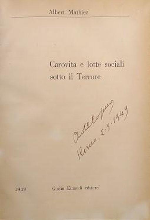 Carovita e lotte sociali sotto il Terrore - Albert Mathiez - copertina