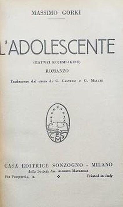 L' adolescente - Maksim Gorkij - copertina