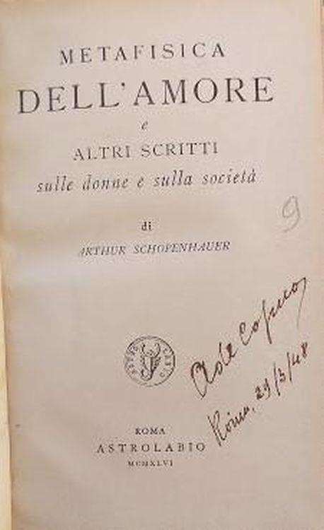 Metafisica dell'amore e altri scritti sulle donne e sulla società - Arthur Schopenhauer - copertina
