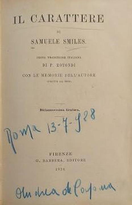 Il carattere - Samuel Smiles - copertina