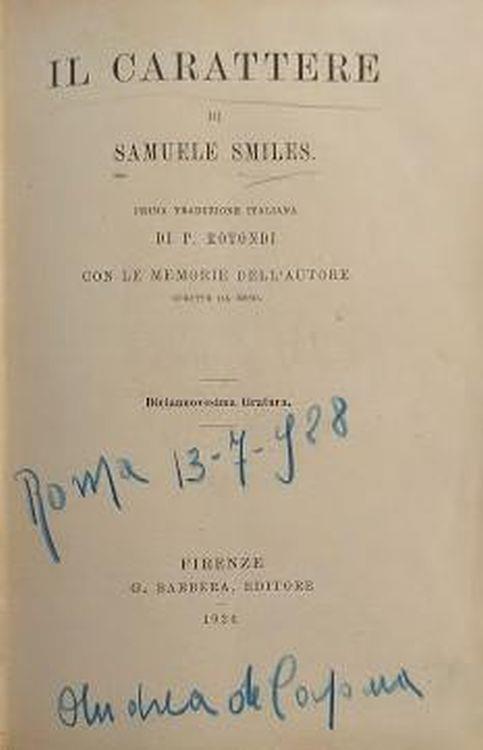 Il carattere - Samuel Smiles - copertina