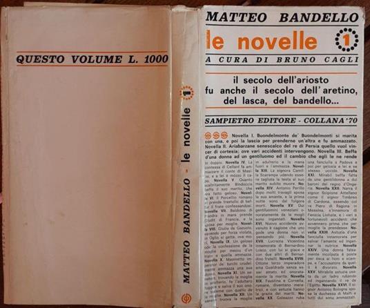 Le novelle I - Matteo Bandello - copertina