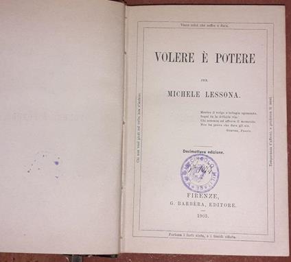 Volere e' potere - Michele Lessona - copertina