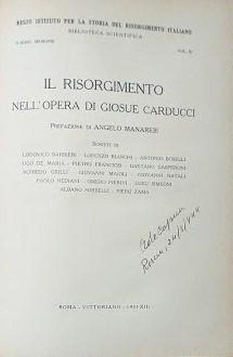 Il Risorgimento nell'opera di Giosuè Carducci - copertina