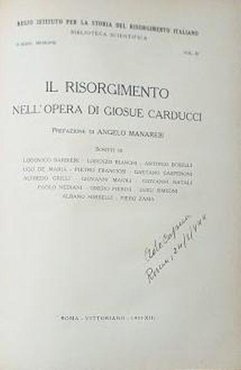 Il Risorgimento nell'opera di Giosuè Carducci - copertina