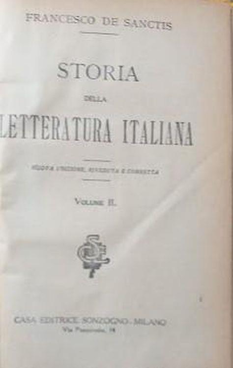Storia della Letteratura Italiana, vol. II - Francesco De Sanctis - copertina