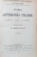 Storia della Letteratura Italiana per uso dei licei, vol. I: il Medioevo