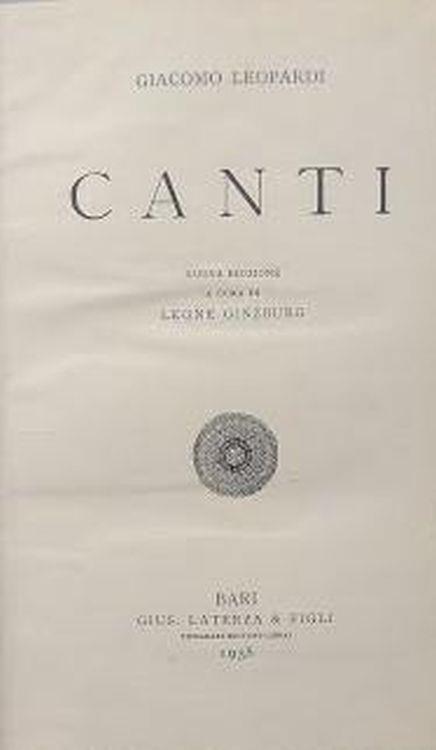 Canti - Giacomo Leopardi - copertina