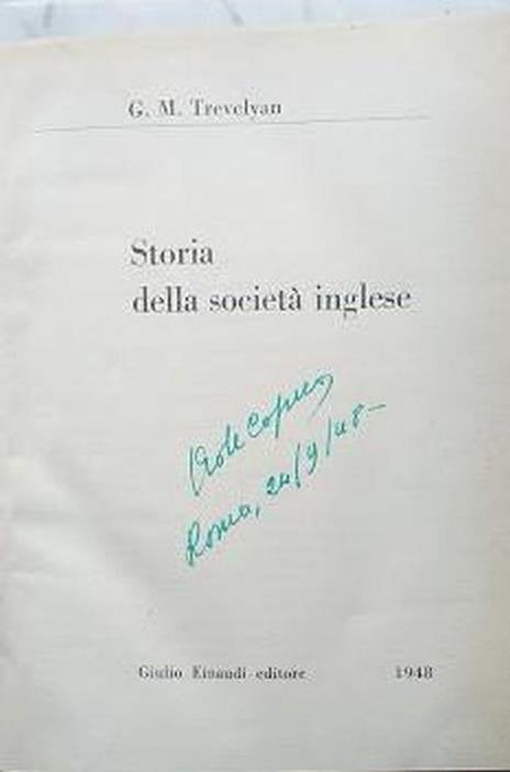 Storia della società inglese - George M. Trevelyan - copertina