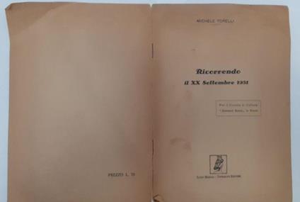 Ricorrendo il XX Settembre 1951 - Michele Torelli - copertina