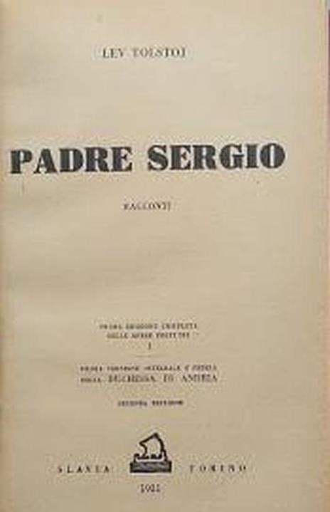 Padre Sergio - Lev Tolstoj - copertina