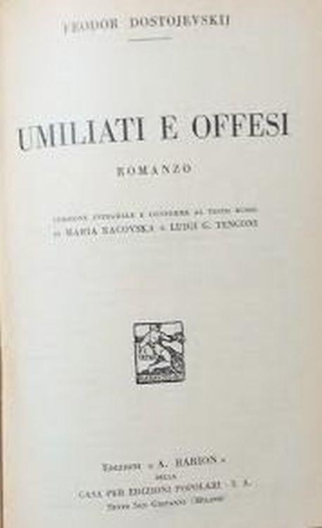 Umiliati e offesi - Fëdor Dostoevskij - copertina