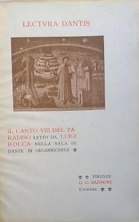 Lectura Dantis: il canto VIII del Paradiso - Luigi Rocca - copertina
