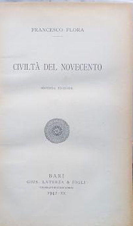 Civiltà del Novecento - Francesco Flora - copertina