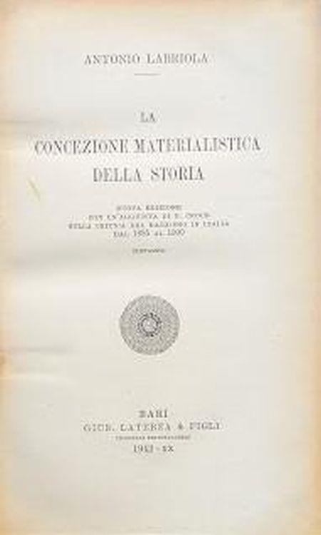 La concezione materialistica della storia - Antonio Labriola - copertina