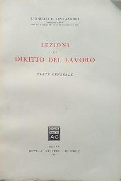 Lezioni di diritto del lavoro. Parte generale - copertina