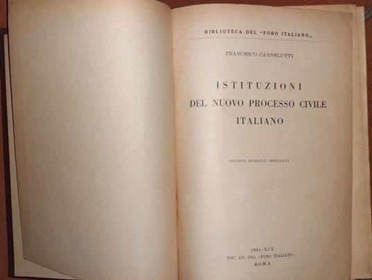 Istituzioni del nuovo processo civile italiano - Francesco Carnelutti - copertina