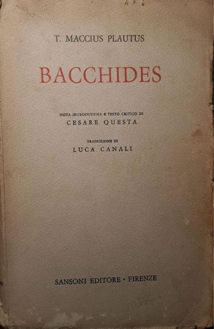 Bacchides - copertina