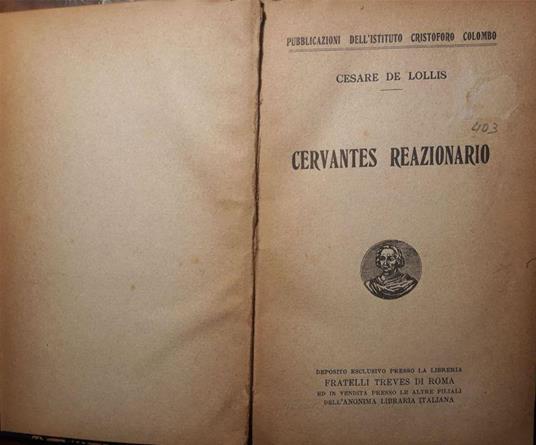 Cervantes reazionario - Cesare De Lollis - copertina